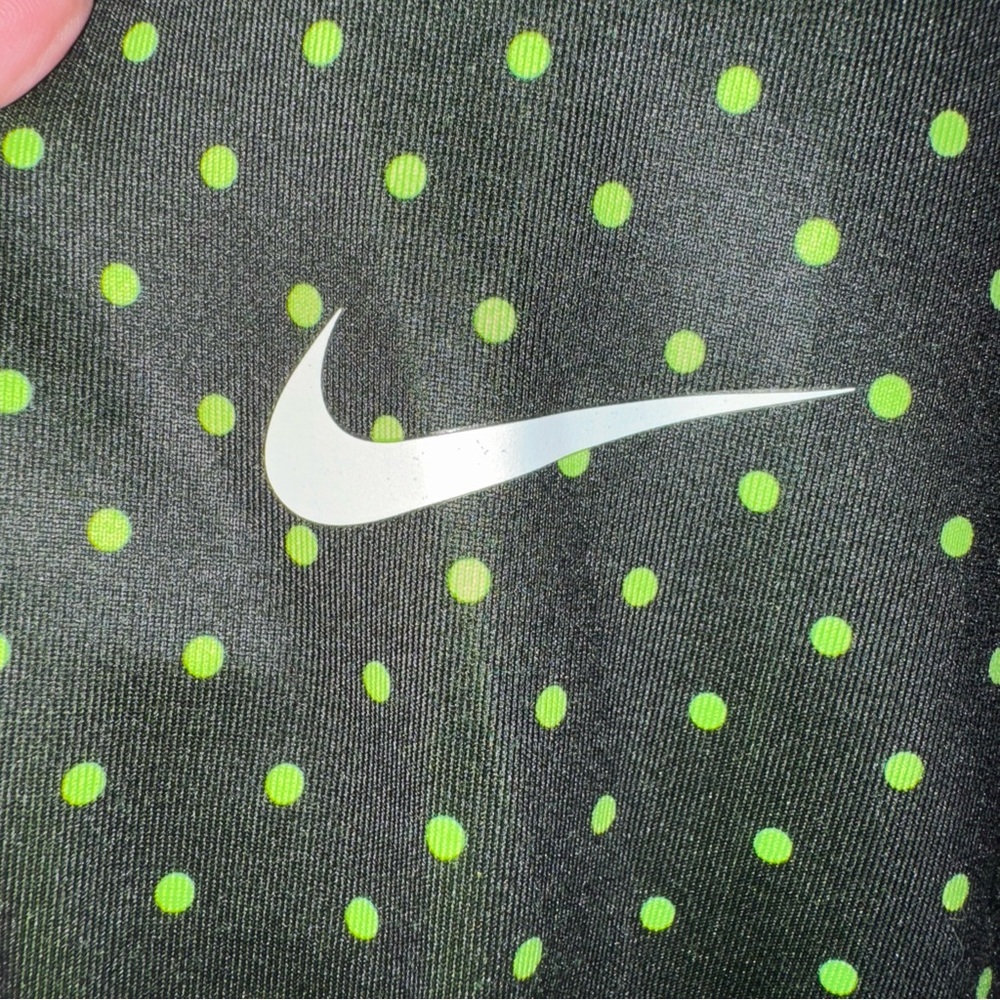 Nike Pro Women XL Dri-Fit Hyper warm Half Zip Pullover Black Green Polka Dot - Picture 4 of 8